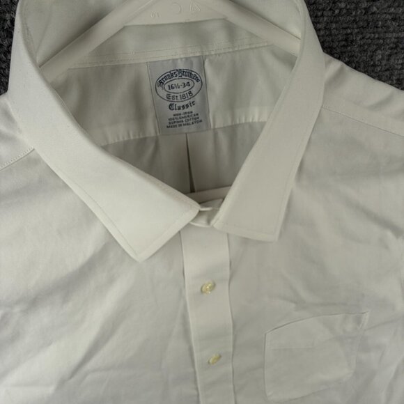Brooks Brothers Non Iron Button Up Shirt Long Sleeve Men Classic White 16.5 34 * - Picture 7 of 16